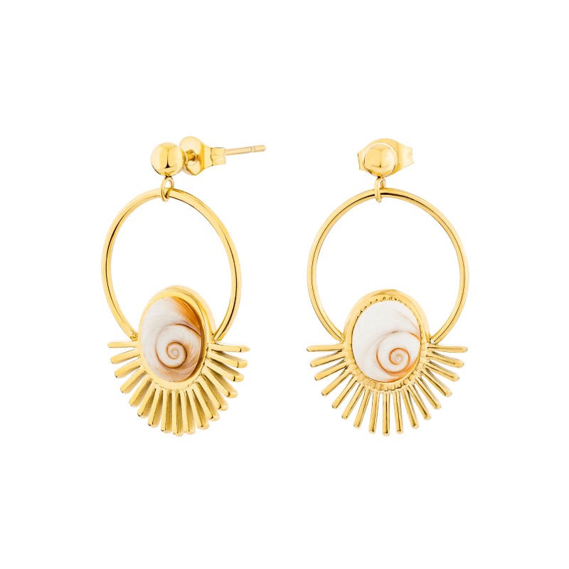 Boucles d'oreilles acier inoxydable doré œil de Ste-Lucie