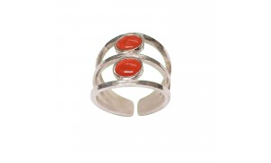 Bague Corail Rouge Argent 925
