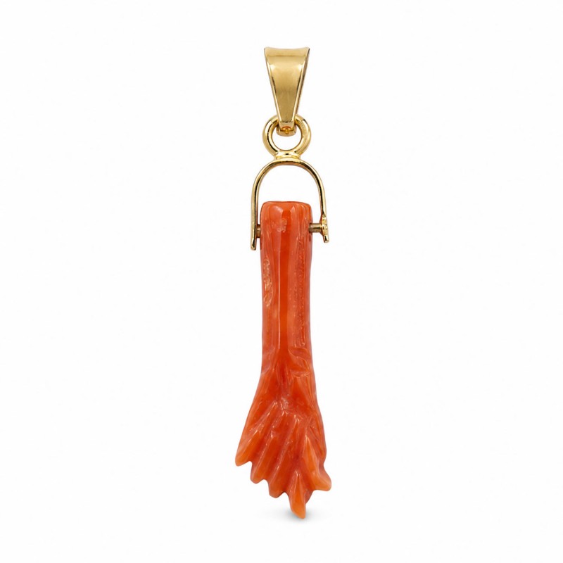 Pendentif Corail Rouge Doré