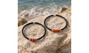 Bracelet caoutchouc et corail BR00072
