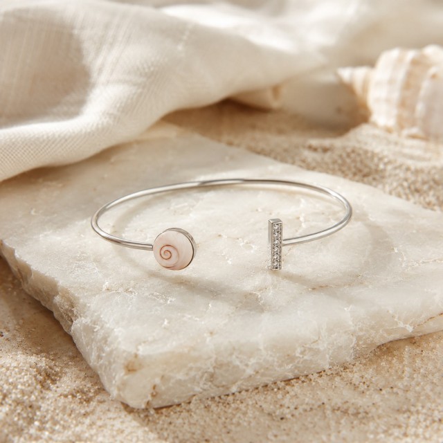 Bracelet jonc Acier œil de Ste Lucie et strass SBC50437ACMEDI