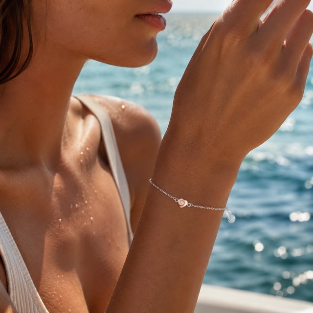Bracelet cœur Œil de Sainte-Lucie acier SBC5008ACMEDI