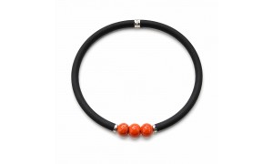 Bracelet corail rouge caoutchouc ajustable BR00072