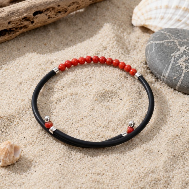 Bracelet corail rouge argent 925 BR00005