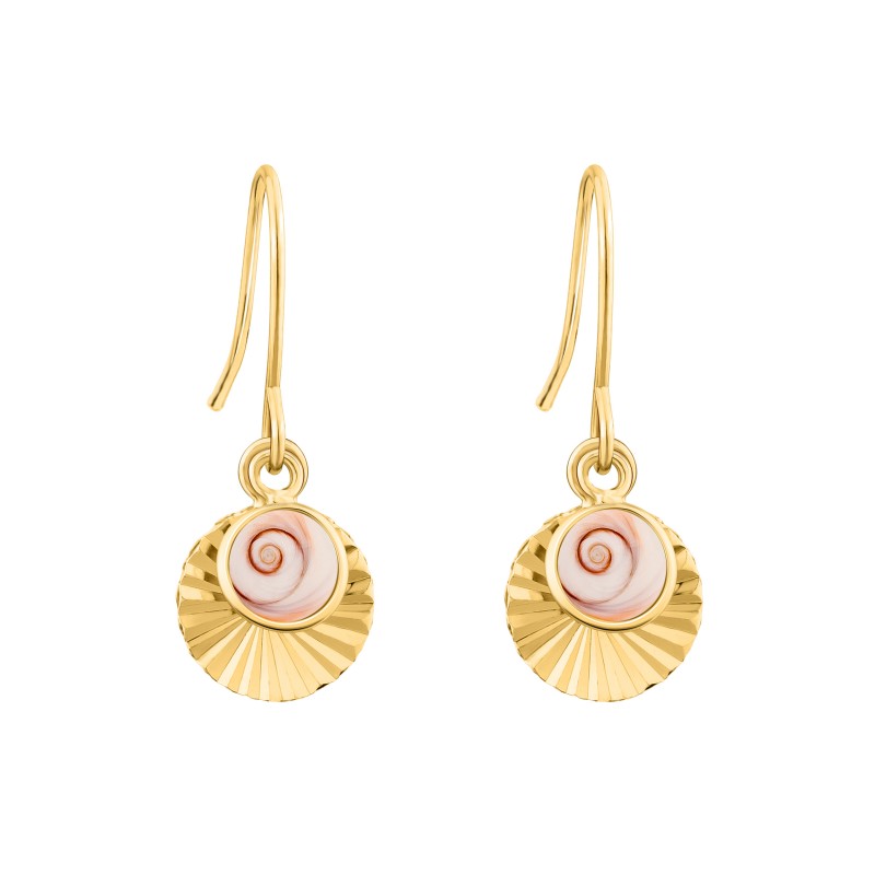 Boucles d'oreilles doré avec deux yeux de sainte Lucie