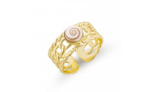 Bague acier doré Œil de Sainte-Lucie posrc51336MEDI-AC
