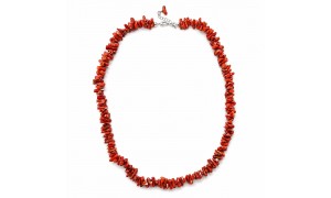 Collier corail rouge argent rhodié VCO001