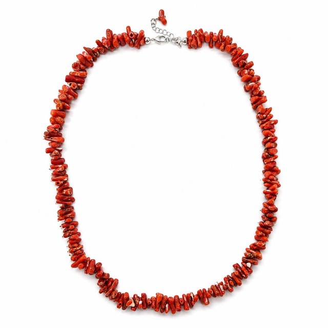 Collier corail rouge argent rhodié VCO001