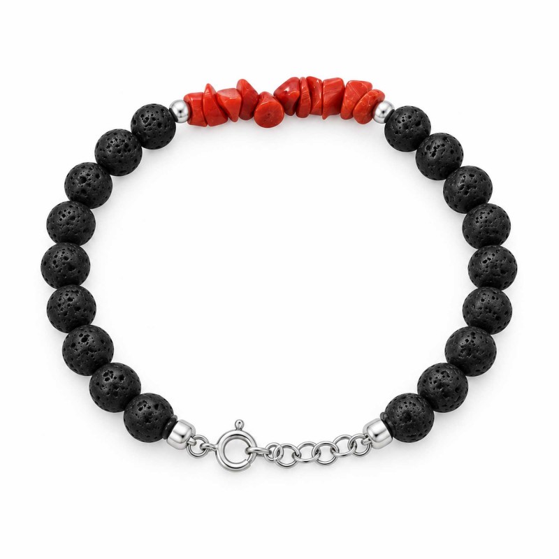 Bracelet corail et lave argent 925 BRCHIPSCOLAVE