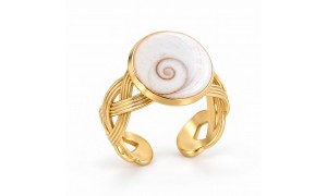 Bague acier doré Œil de Sainte-Lucie POSRC50871ACMEDI