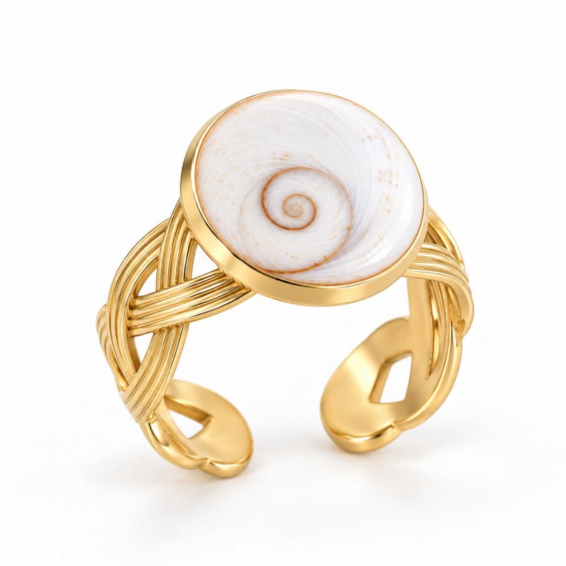 Bague acier doré Œil de Sainte-Lucie POSRC50871ACMEDI
