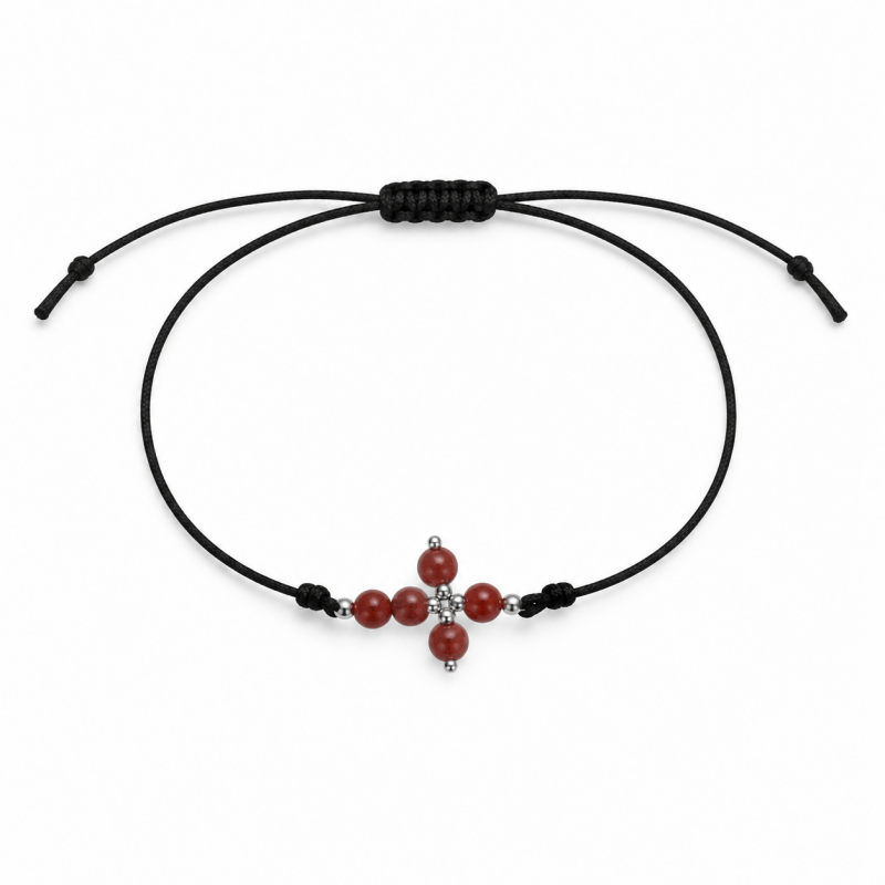 Bracelet croix argent 925 & corail – VBR053