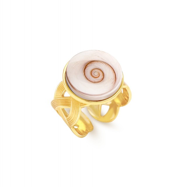 Bague acier doré Œil de Sainte-Lucie POSRC50871ACMEDI