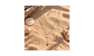 Collier acier Œil Ste-Lucie corail COLLIER1001ACMEDI