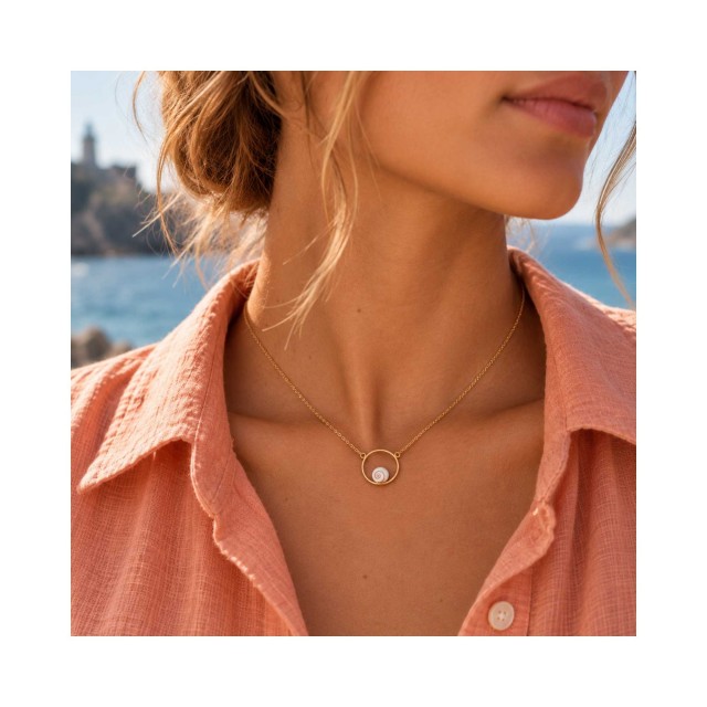 Collier œil de Ste Lucie doré à l'or fin POCOLLIER006MEDI