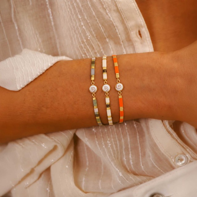 Bracelet perles plates doré POSBC059MEDI