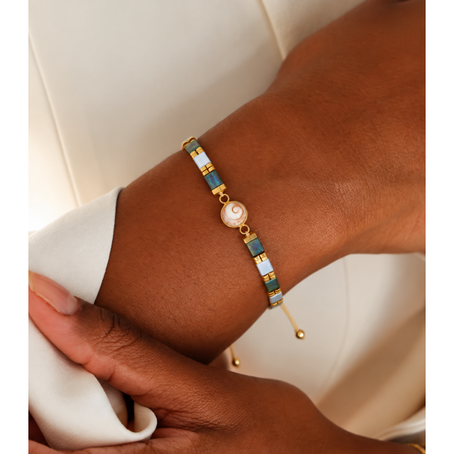 Bracelet Œil de Ste-Lucie bleu et vert POSBC064MEDI