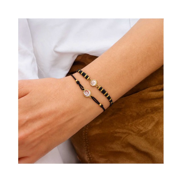 Bracelet perles plates doré POSBC065MEDI