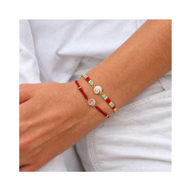 Bracelet perles plates doré POSBC057MEDI
