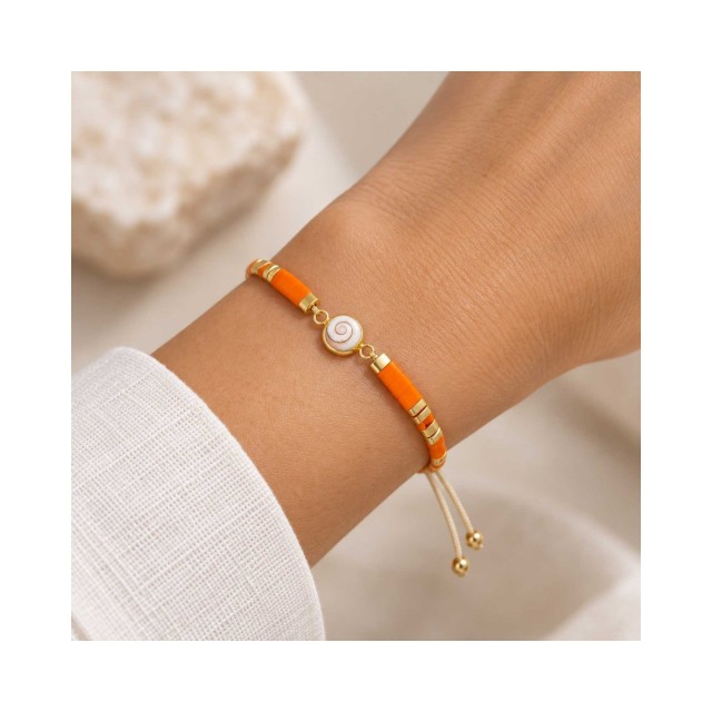 Bracelet perles plates doré POSBC063MEDI