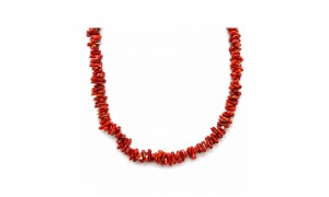 Collier corail rouge 45cm argent rhodié VCO001
