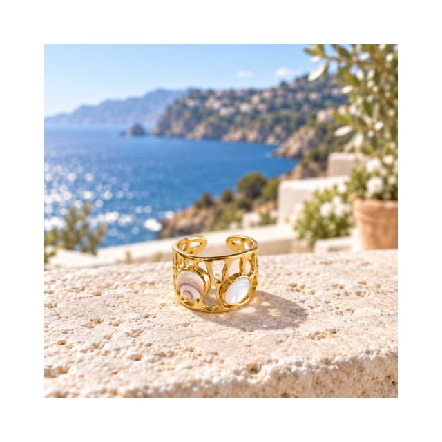 Bague acier doré œil Ste-Lucie POSRC51333ACMEDI