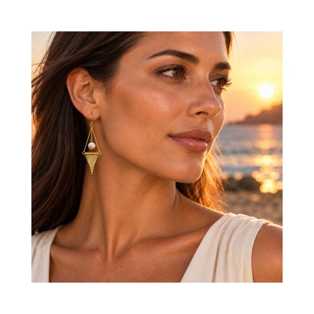 Boucles acier doré œil Ste-Lucie POSEC5001ACMEDI