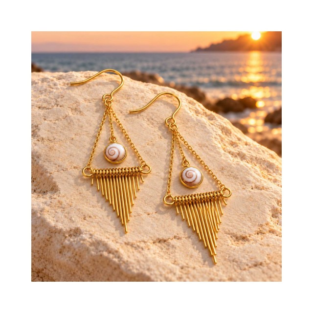 Boucles acier doré œil Ste-Lucie POSEC5001ACMEDI