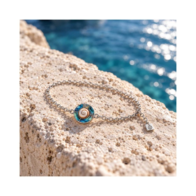 Bracelet œil Ste-Lucie abalone acier SBC5010ACMEDI