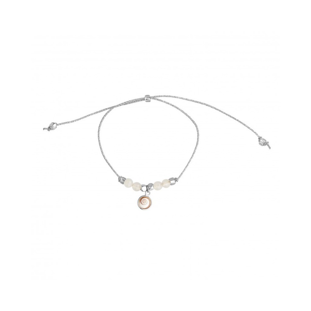 Bracelet cordon argent avec perles et pendentif Œil de Sainte-Lucie - sbc093MEDI