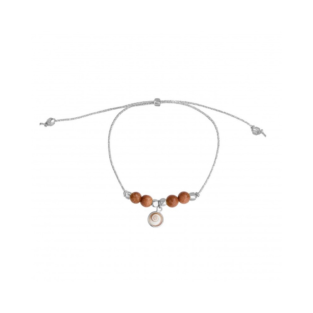 Bracelet cordon argent avec perles et pendentif Œil de Sainte-Lucie - sbc093MEDI