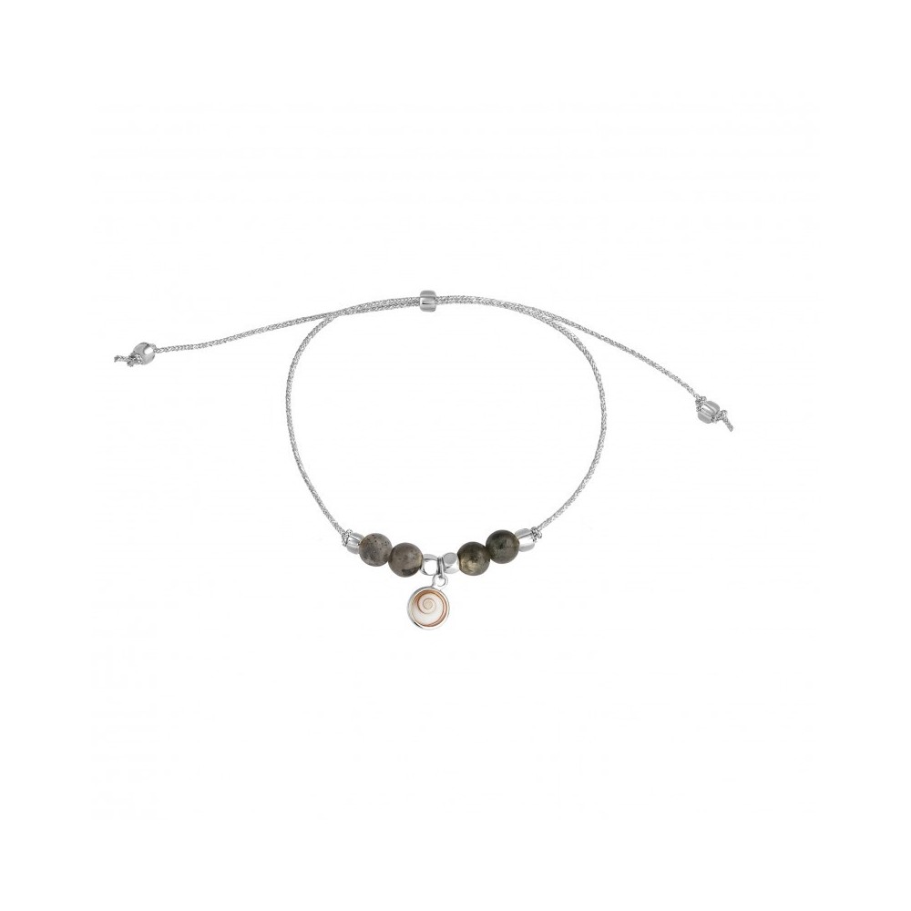 Bracelet cordon argent avec perles et pendentif Œil de Sainte-Lucie - sbc093MEDI