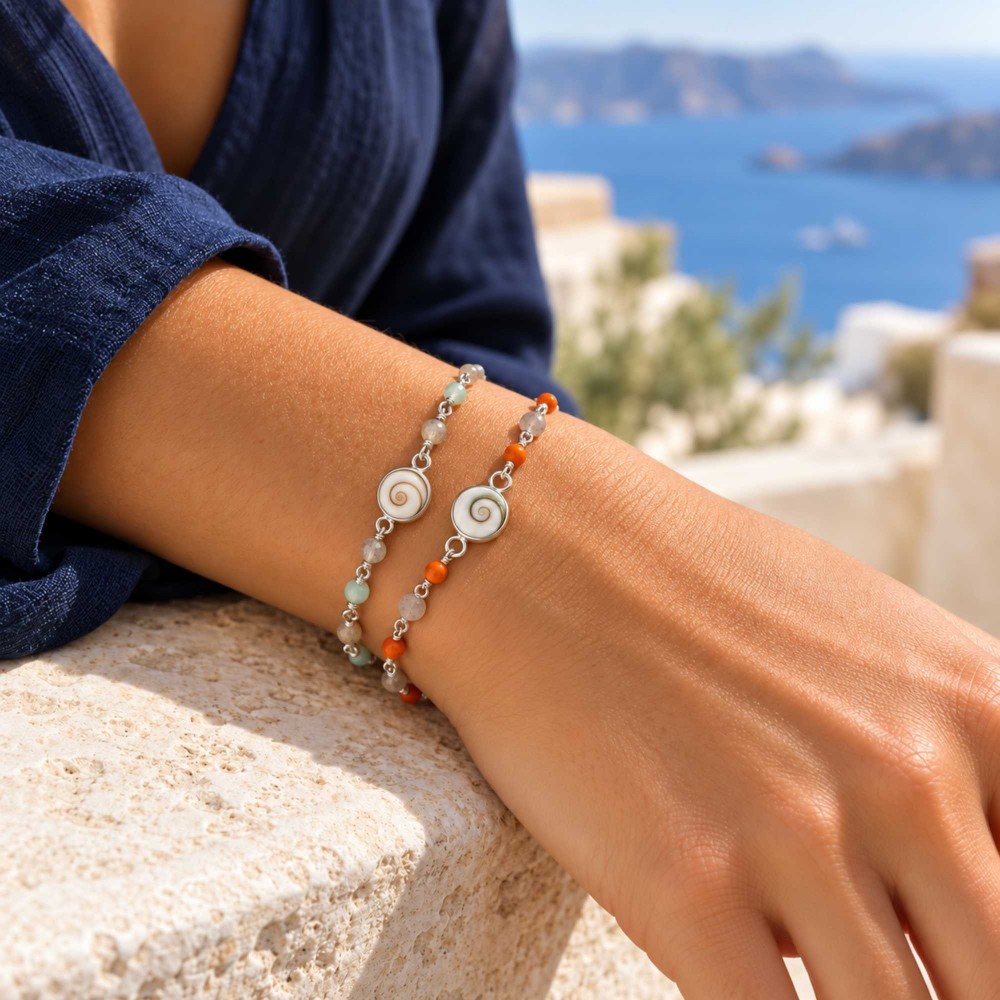 Bracelet œil de Ste Lucie et pierres SBC235COR