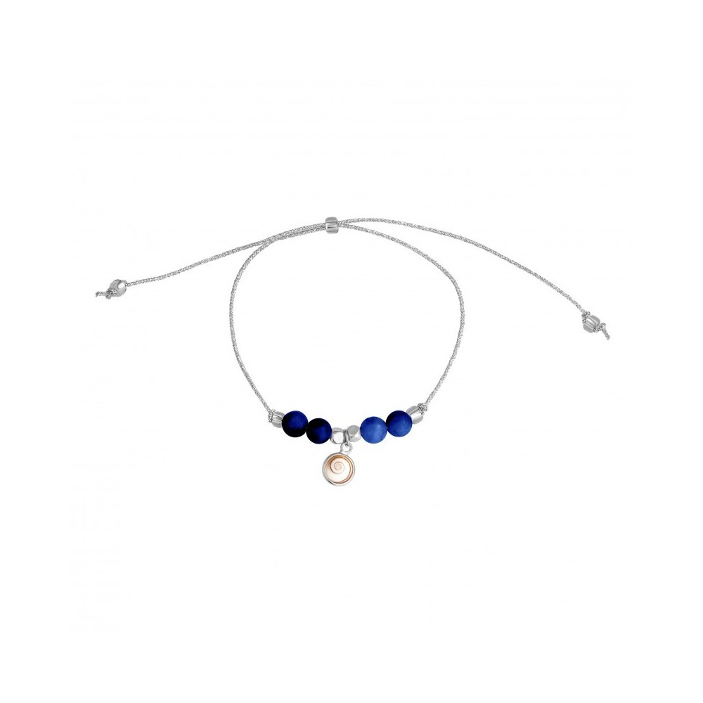 Bracelet cordon argent avec perles et pendentif Œil de Sainte-Lucie - sbc093MEDI