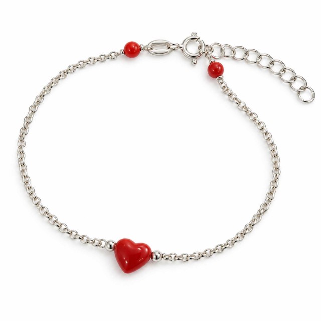 Bracelet cœur corail et argent 925 BR00076