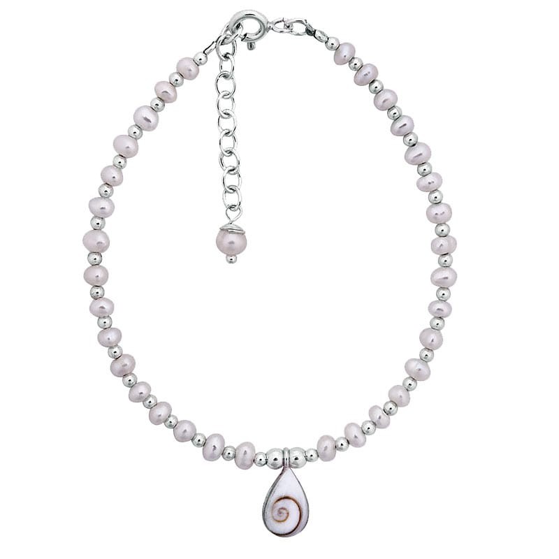 Bracelet argent perles blanches