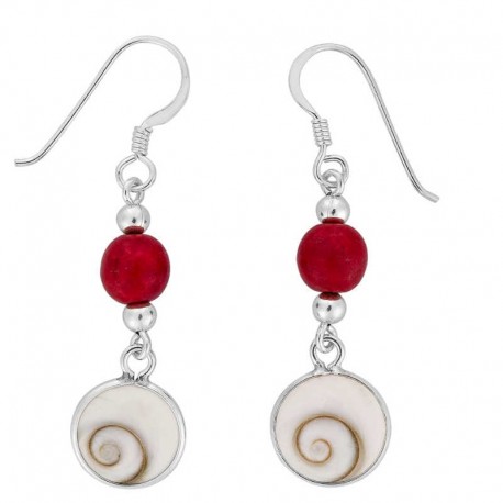 Boucles d'oreilles avec perle rouge