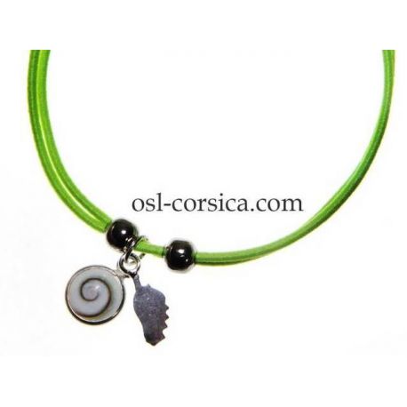 Bracelet Corse et oeil de sainte lucie vert
