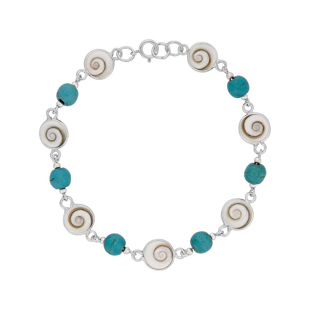 Bracelet argent oeil de sainte lucie et turquoise