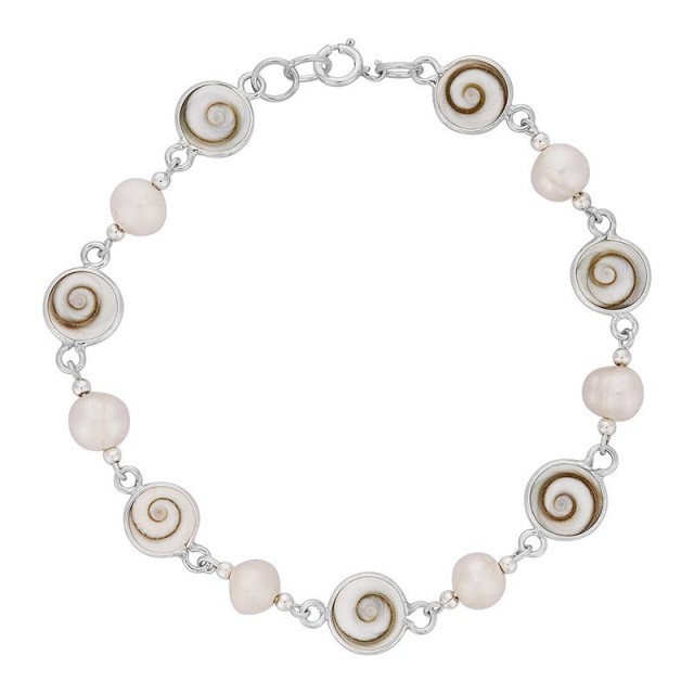 Bracelet en argent avec perles et oeil de ste lucie
