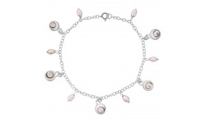 Bracelet argent oeil de sainte Lucie et perles roses