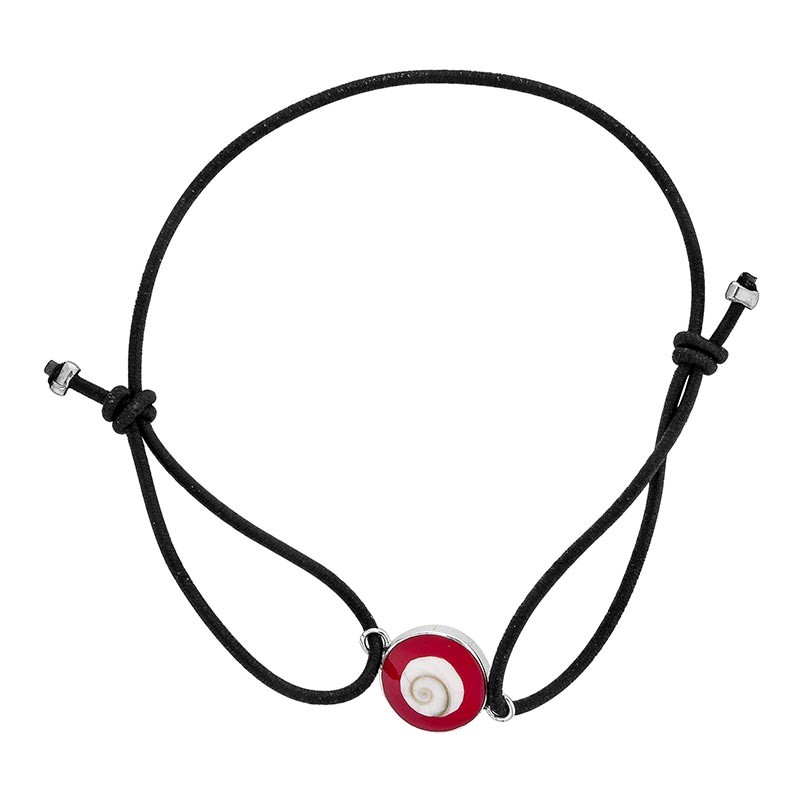 Bracelet coton réglable oeil de sainte lucie contour rouge