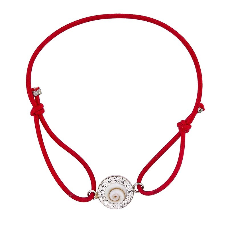 Bracelet rouge Oeil de sainte Lucie et Strass