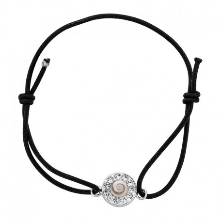 Bracelet noir Oeil de sainte Lucie et Strass