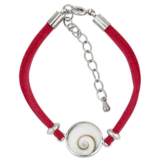 Bracelet fantaisie alcantara rouge et oeil de ste lucie