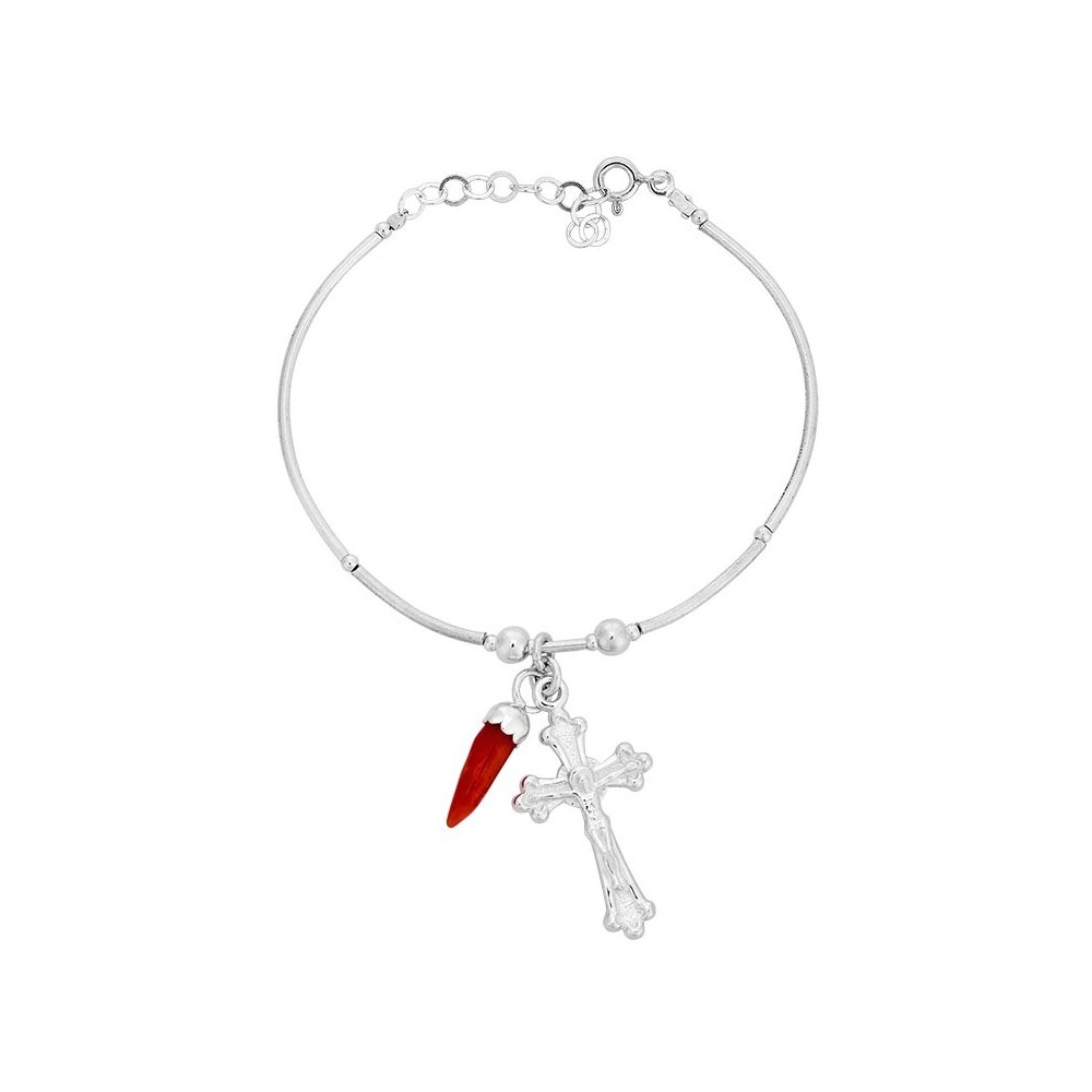 Bracelet rigide en argent avec oeil de sainte lucie mediterraneen