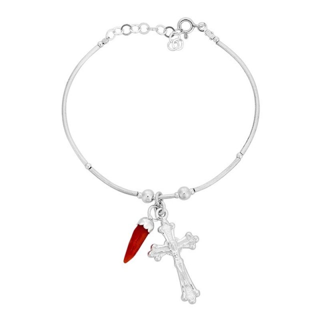 Bracelet rigide en argent avec oeil de sainte lucie mediterraneen