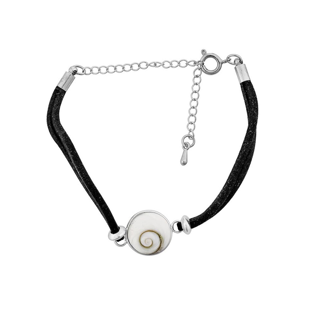 Bracelet fantaisie alcantara noir et oeil de sainte lucie