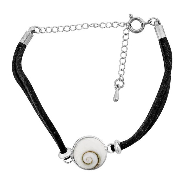 Bracelet fantaisie alcantara noir et oeil de sainte lucie
