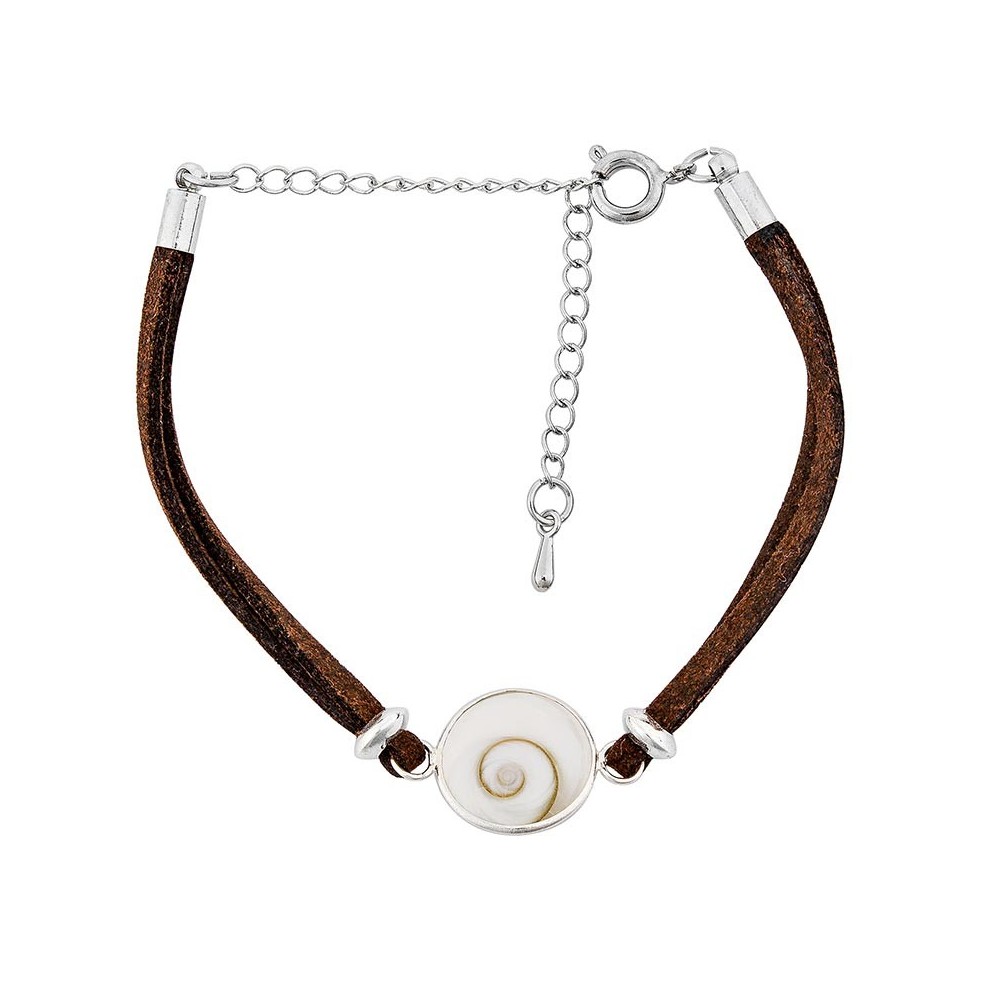 Bracelet fantaisie alcantara marron et oeil de sainte Lucie